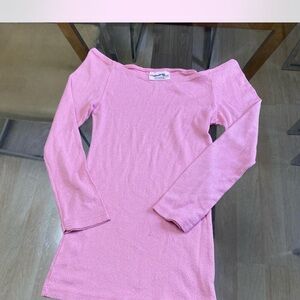 Pink Off-Shoulder Long Sleeve Top